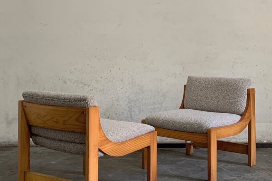 Pair of low armchairs